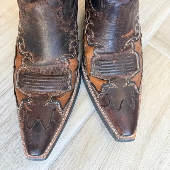 Ariat Dandy Sassy Inlay Brown Leather Western Boots - Picture 2 of 12